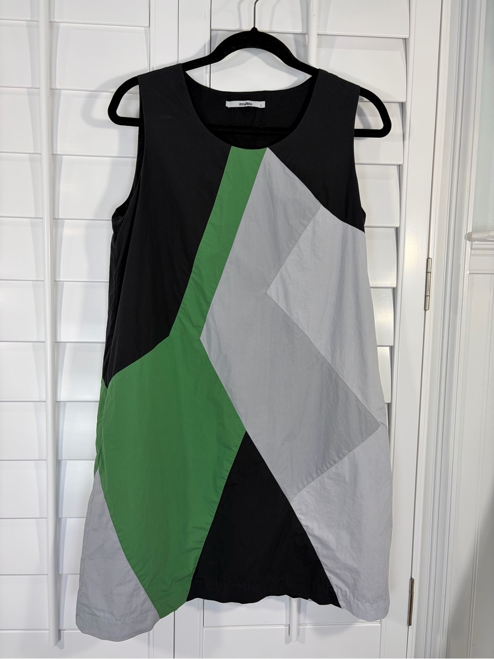 Greek 100% Cotton Sleeveless Geometric Colorblock Mini Dress (L) - Picture 1 of 7